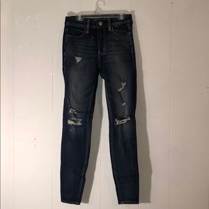 American Eagle Hi-Rise Dark Denim Jeans With Rips